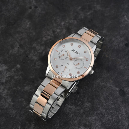 Alba AP6724X1 Ladies Multifunction Silver Dial Dual Tone Stainless Steel Strap