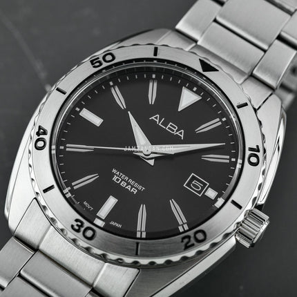Alba AS9U67X1 Men Sport Black Dial Stainless Steel Strap