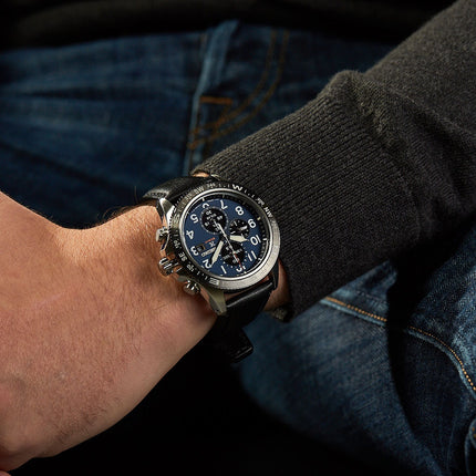 Seiko Prospex SSC737P1 Chronograph Solar 200M Water Resistance Blue Dial Black Leather Strap