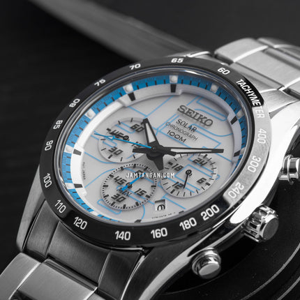 Seiko Solar SSC065P1 Chronograph White Dial Stainless Steel Strap