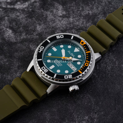 Alba Mechanical AL4249X1 Automatic Man Green Emerald Dial Green Army Rubber Strap