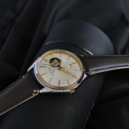 Orient Star RE-AT0201G Open Heart Beige Dial Brown Leather Strap