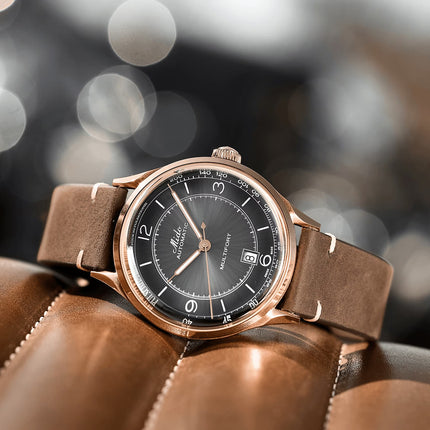 MIDO Multifort M040.407.36.060.00 Patrimony Automatic Black Dial Dark Brown Patina Leather Strap
