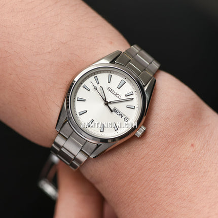 Seiko SUR349P1 Ladies Discover More Silver Dial Stainless Steel Strap