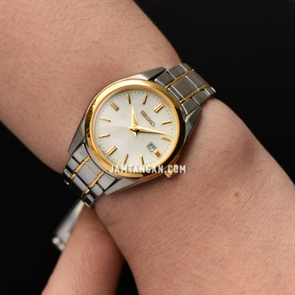 Seiko Classic SUR636P1 Ladies Mother Of Pearl Dial Dual Tone Stainless Steel Strap