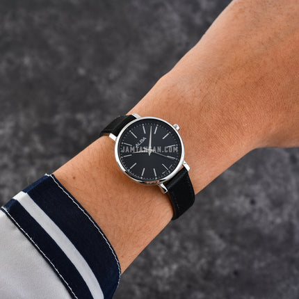 Alba Fashion ARX099X1 Ladies Black Dial Black Leather Strap