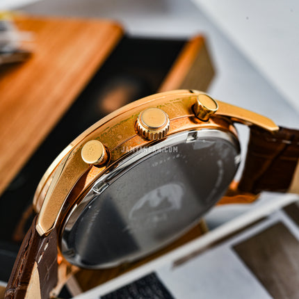 Alba Prestige AM3430X1 Chronograph Men Silver Dial Brown Leather Strap