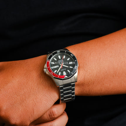 Alba Mechanical AL4457X1 Automatic Men Black Patterned Dial Stainless Steel Strap