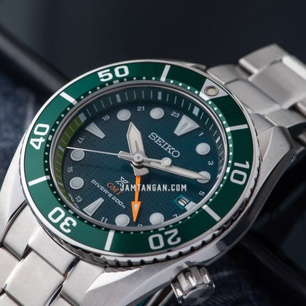 Seiko Prospex SFK003J1 Sumo Hulk GMT Solar Green Dial Stainless Steel Strap