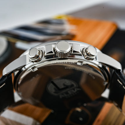 Alba Active AT3J63X1 Men Chronograph Black Dial Black Leather Strap