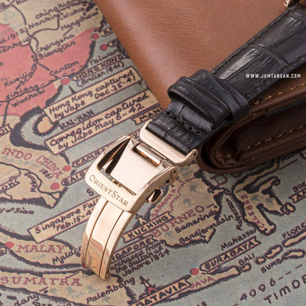 Orient Star Heritage RE-AW0003S Gothic Power Reserve Small Man Silver Dial Brown Leather Strap