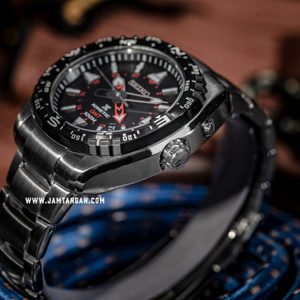 Seiko Prospex SUN049P1 Land Kinetic GMT Black Dial Stainless Steel Strap