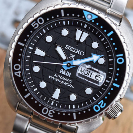 Seiko Prospex SRPG19K1 King Turtle PADI Edition Automatic Divers 200M Black Dial Stainless Steel