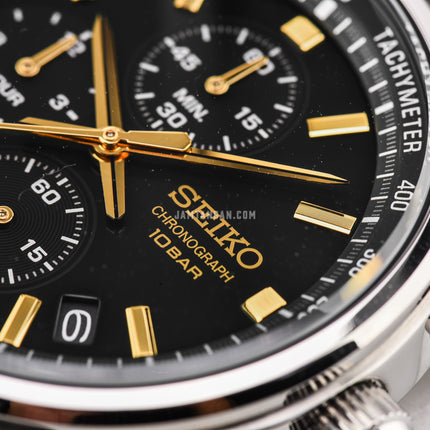 Seiko Chronograph SSB385P1 Green Dial Brown Leather Strap
