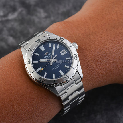 Orient Mako 40 RA-AC0Q02L Men Blue Navy Dial Stainless Steel Strap