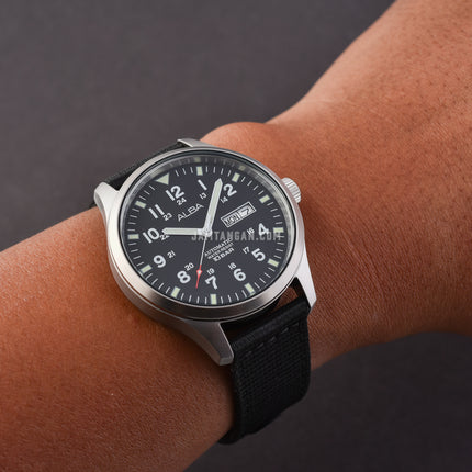 Alba Mechanical Field Military AL4223X1 Men Black Dial Black Nylon Strap