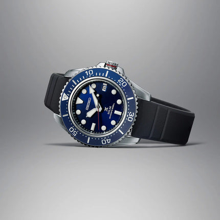 Seiko Prospex SNE593P1 Solar Divers 200M Blue Dial Black Silicone Strap
