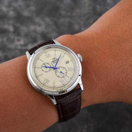 Orient Classic RA-AK0702Y Bambino Automatic Beige Dial Dark Brown Leather Strap