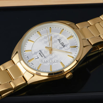 Alba AS9Q76X1 Silver Dial Gold Stainless Steel Strap