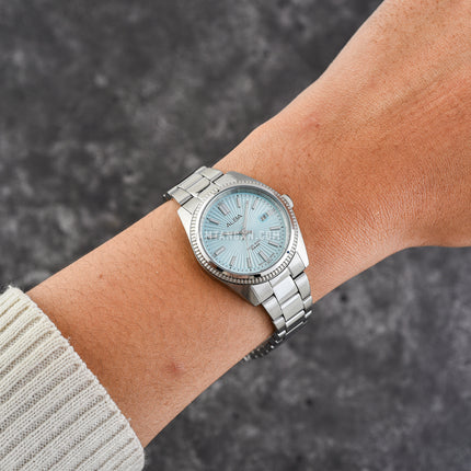Alba Prestige AH7CL7X1 Ladies Light Blue Patterned Dial Stainless Steel Strap