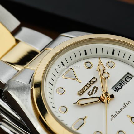 Seiko 5 Sports SRE004K1 SKX Sports Style Automatic White Dial Dual Tone Stainless Steel Strap