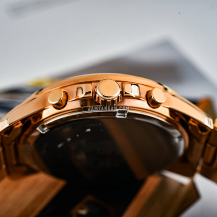 Alba Prestige AM3770X1 Chronograph Silver Pattern Dial Rose Gold Stainless Steel Strap