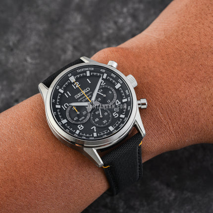 Seiko Chronograph SSB449P1 Discover More Black Dial Black Nylon Strap