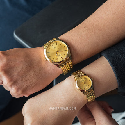 Alba ARX116X1 Men Gold Dial Gold Stainless Steel Strap
