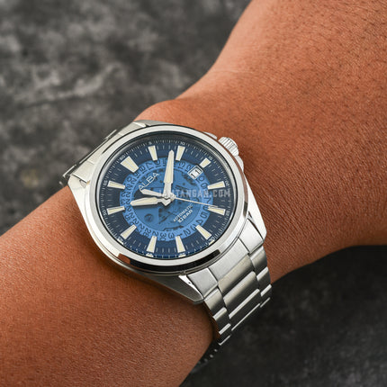 Alba Mechanical AU4029X1 Automatic Men Blue Translucent Layered Dial Stainless Steel Strap