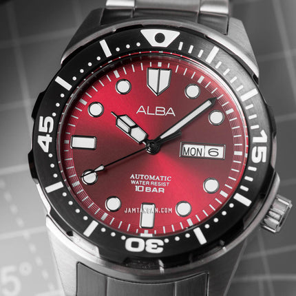 Alba AL4417X1 Automatic Men Red Dial Stainless Steel Strap