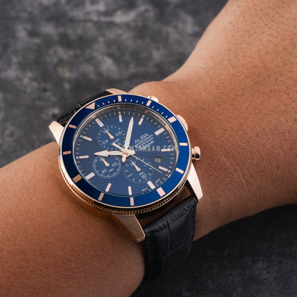 Alba Active AM3960X1 Chronograph Men Blue Patterned Dial Black Leather Strap