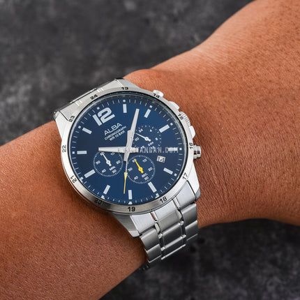 Alba Active AT3E83X1 Chronograph Men Blue Dial Stainless Steel Strap