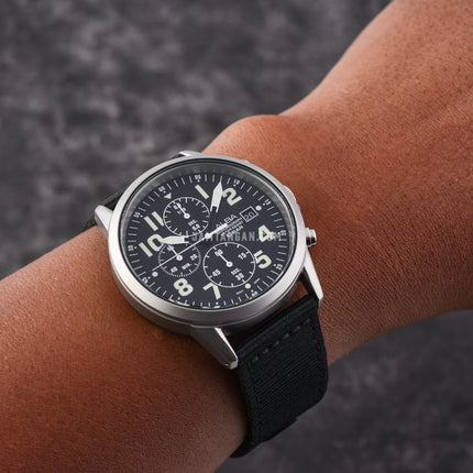Alba AM3853X1 Chronograph Men Black Dial Black Nylon Strap