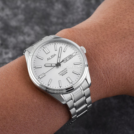 Alba Mechanical AL4153X1 Automatic Men Silver White Dial Stainless Steel Strap