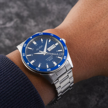 Alba Mechanical AL4593X1 Automatic Men Blue Dial Stainless Steel Strap