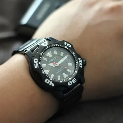 Seiko Automatic SKZ285K1 Samurai Shurikane Diver 200M Black Dial Black Stainless Steel Strap