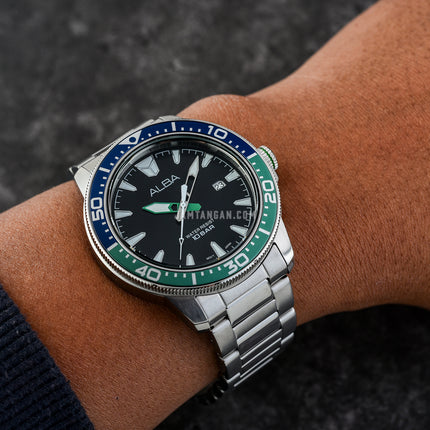 Alba AS9U03X1 Men Black Dial Stainless Steel Strap
