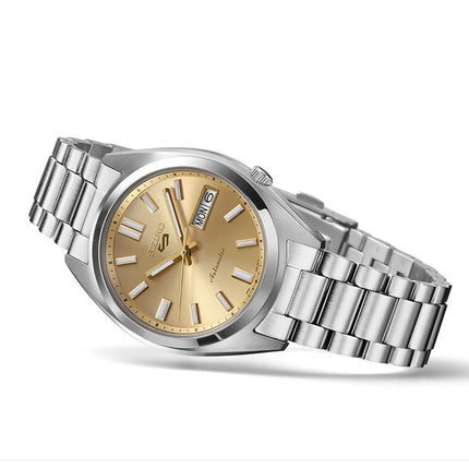 Seiko 5 Sport SRPL59K1 SNXS Vintage Gold Collection In Gold Cufflinks Stainless Steel Strap