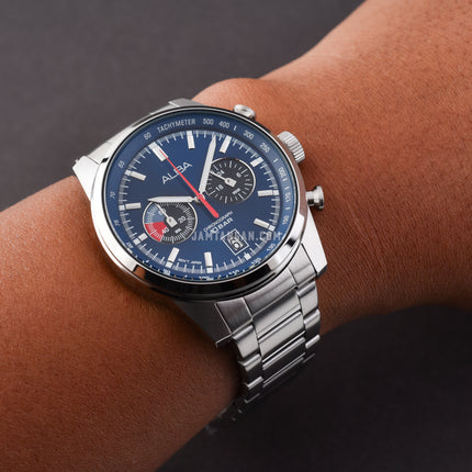 Alba Signa A4B005X1 Chronograph Men Blue Black Dial Stainless Steel Strap
