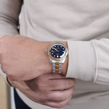 Oris Divers 01-733-7707-4355-07-8-20-17 Sixty-Five Blue Dial Dual Tone Stainless Steel Strap