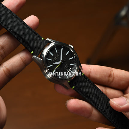 Seiko Classic SUR517P1 Discover More Black Dial Black Nylon Strap
