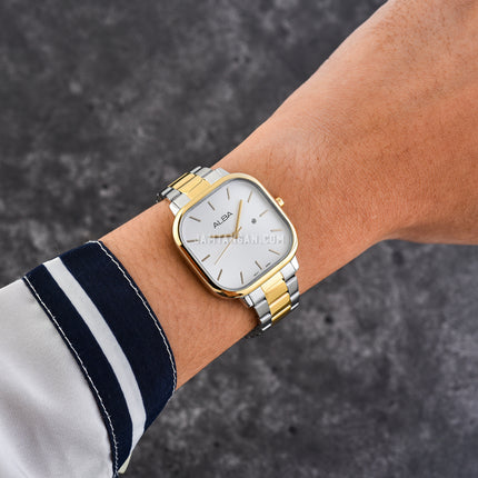 Alba Fashion AH7BZ2X1 Ladies Silver White Dial Dual Tone Stainless Steel Strap