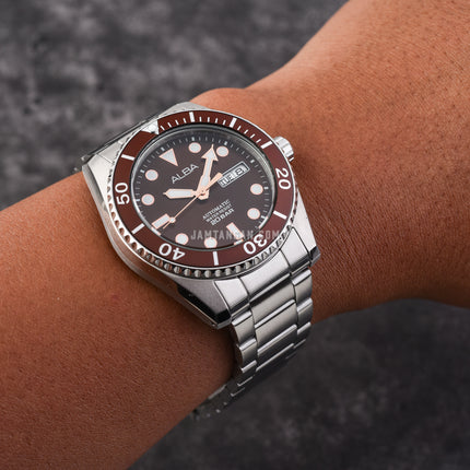 Alba Mechanical AL4289X1 Automatic Men Brown Dial Stainless Steel Strap