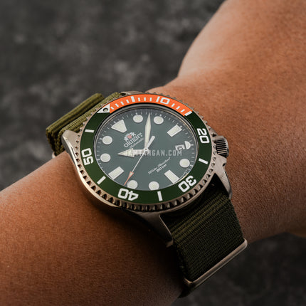 Orient Sports RA-AC0K04E Automatic Green Dial Green Army Nylon Strap