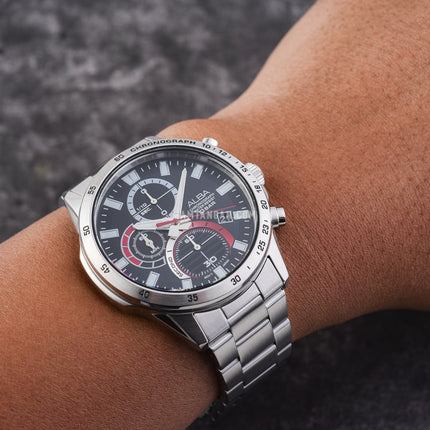 Alba Active AM3969X1 Chronograph Men Black Dial Stainless Steel Strap