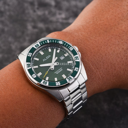 Alba Active AG8L87X1 Men Green Patterned Dial Stainless Steel Strap