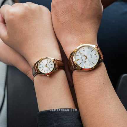 Alba AH7BP2X1 Ladies Silver Dial Brown Leather Strap