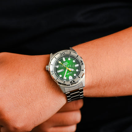 Alba Mechanical AL4443X1 Automatic Men Green Black Gradation Patterned Dial Stainless Steel Strap