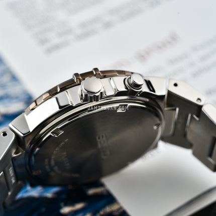 Seiko Criteria SNQ057P1 Perpetual Calendar Black Dial Stainless Steel Strap