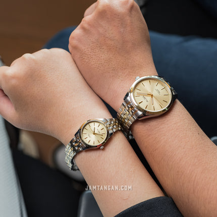 Alba ARX134X1_ARX114X1 Couple Gold Dial Dual Tone Stainless Steel Strap
